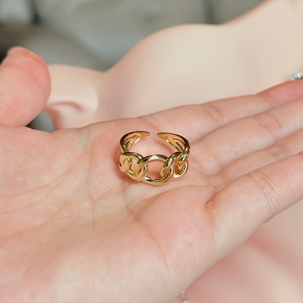 ⚜️ Trendy S925 Gold Chain Link Ring - Picture 6 of 11
